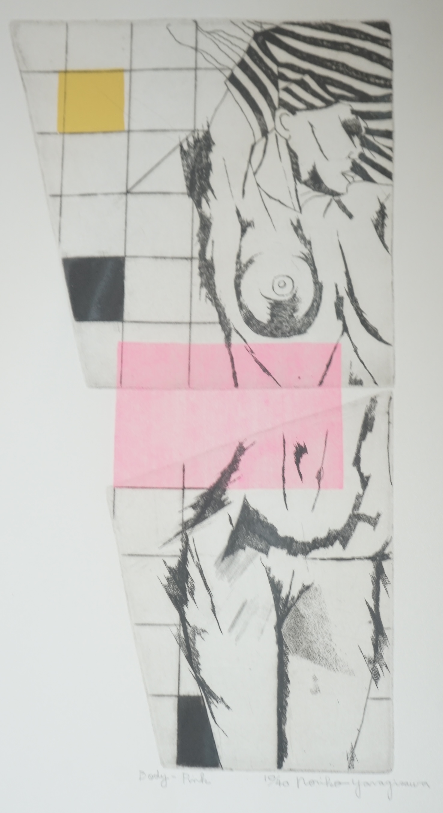 Noriko Yanagisawa (Japanese), colour etching, ‘Body-pink’, limited edition 10 of 40, signed in pencil, 43 x 28.5cm. Condition - fair